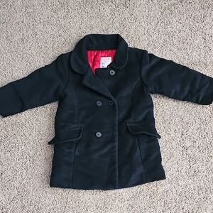 Old Navy Black Pea Coat with Red Lining